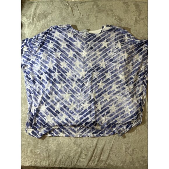 Women’s Catherine’s Blouse Tie Up Blue White Stars Plus 5X - Picture 8 of 9